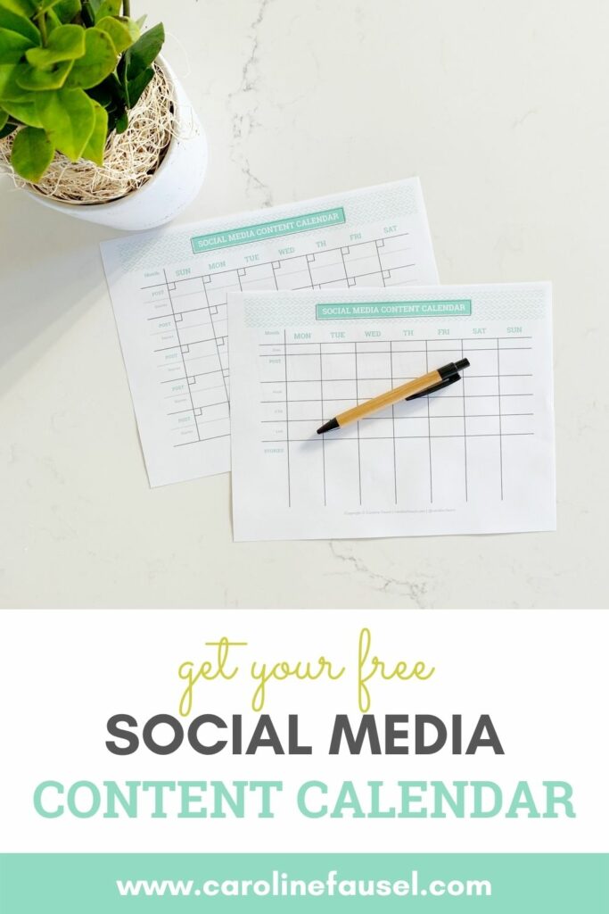 FREE Printable Social Media Calendar Template 2021 - Caroline Fausel Co